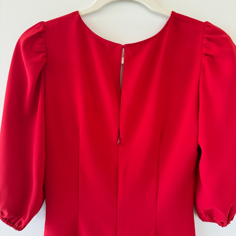 Amanda Uprichard Susannah Red Puff Sleeve Twist Front Mini Dress Women’s S - Picture 9 of 11